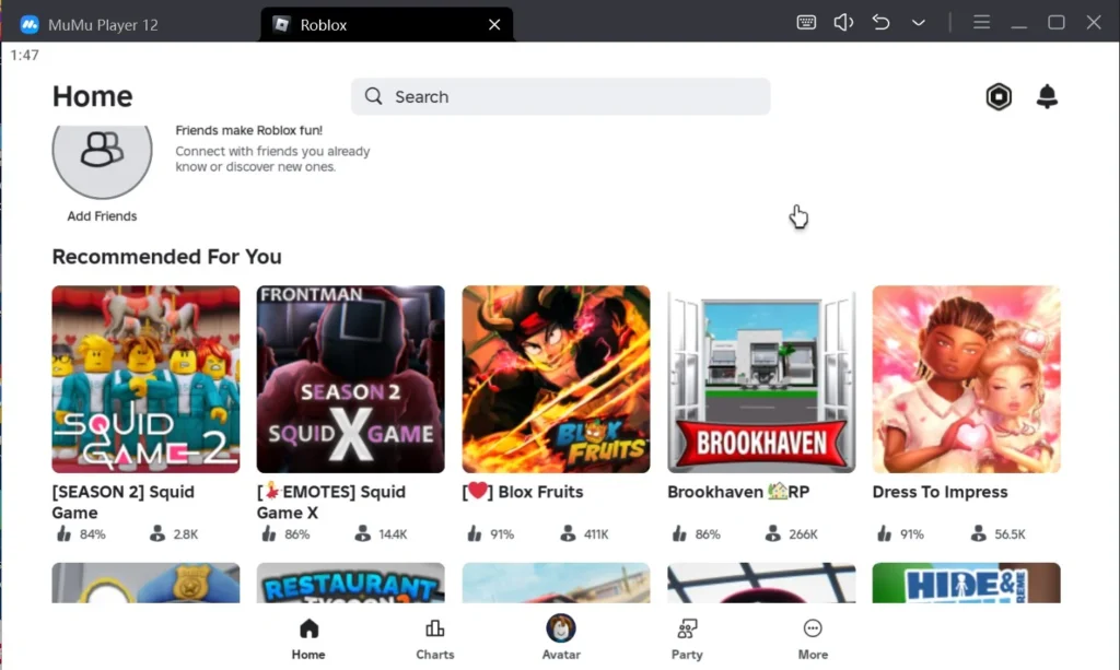 Elige cualquier juego de Roblox